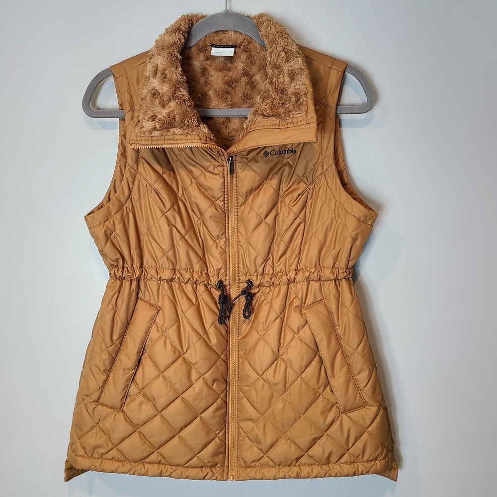 Columbia Women Copper Crest II Midweight Vest Brown Size XL Drawstring Granola